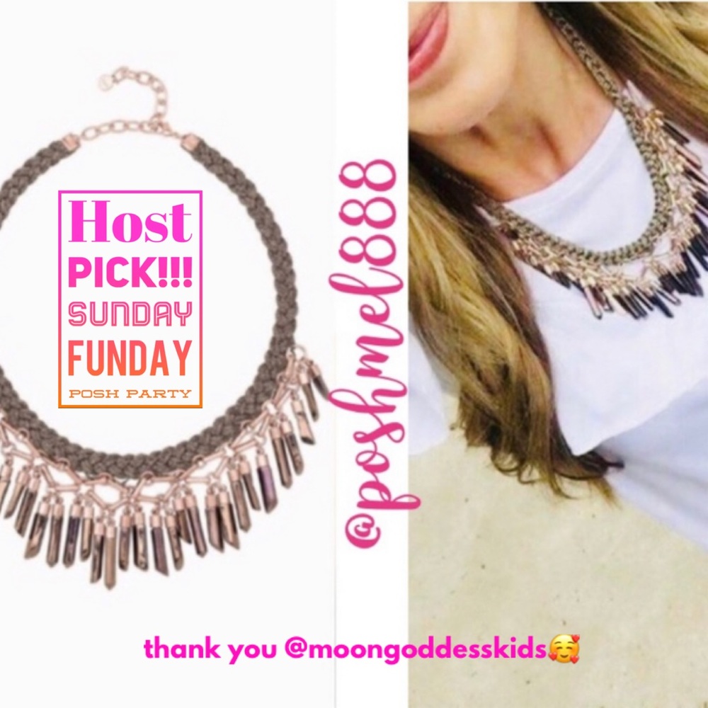 Stella & Dot | Bronze/Rose Bora Fringe Hand-woven Statement Necklace Ret…